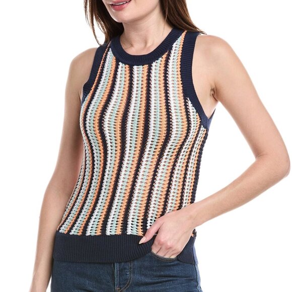 525 America - Striped Tank Crochet Sweater - Size Small - Picture 1 of 9